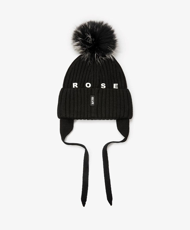 Шапка вязаная для девочки на флисе