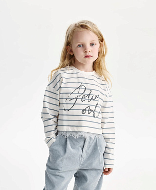 Лонгслив укороченный в полоску для девочки