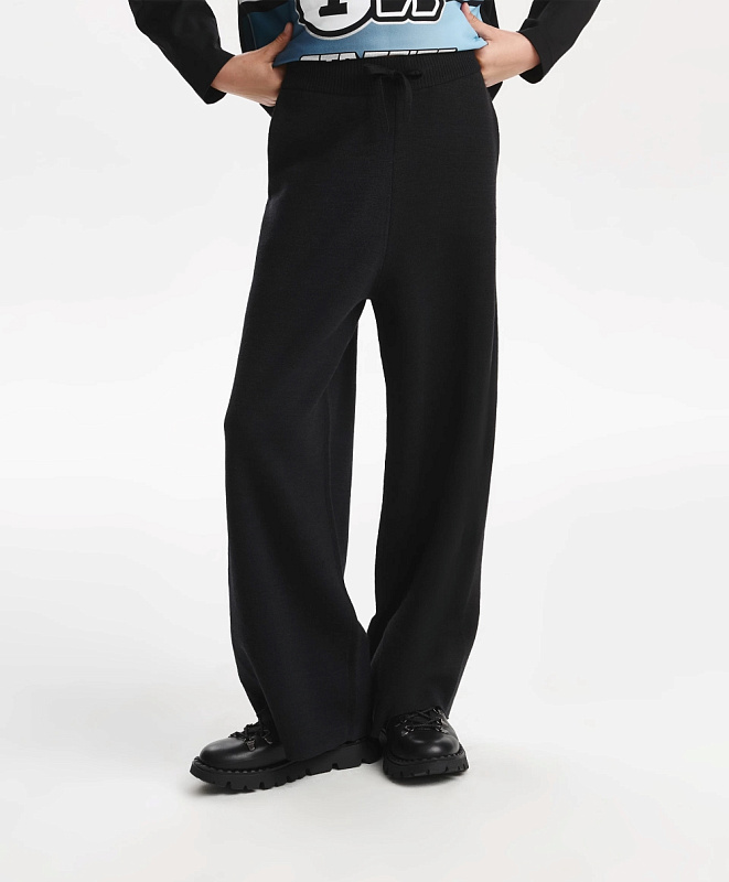 Брюки вязаные для девочки силуэта палаццо