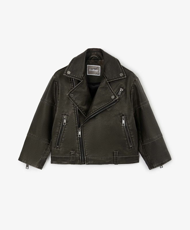 Куртка-косуха для мальчика из потертой экокожи