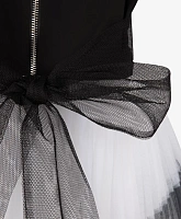 Платье без рукавов текстильное чёрно-белое для девочки