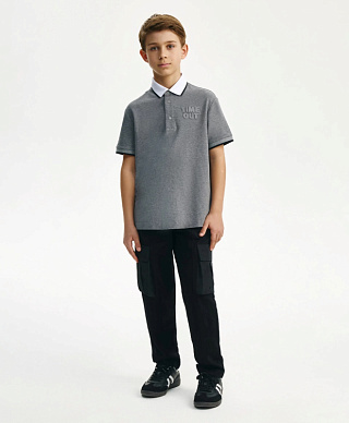 Поло с коротким рукавом для мальчика серое