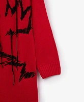 Платье с длинным рукавом вязаное красное для девочки