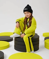 Брюки трикотажные прямой свободной формы с лампасами жёлтые для девочки