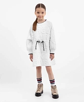 Платье с длинным рукавом из капитония белое для девочки