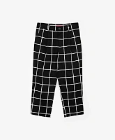 Брюки зауженные текстильные в клетку чёрные для мальчика