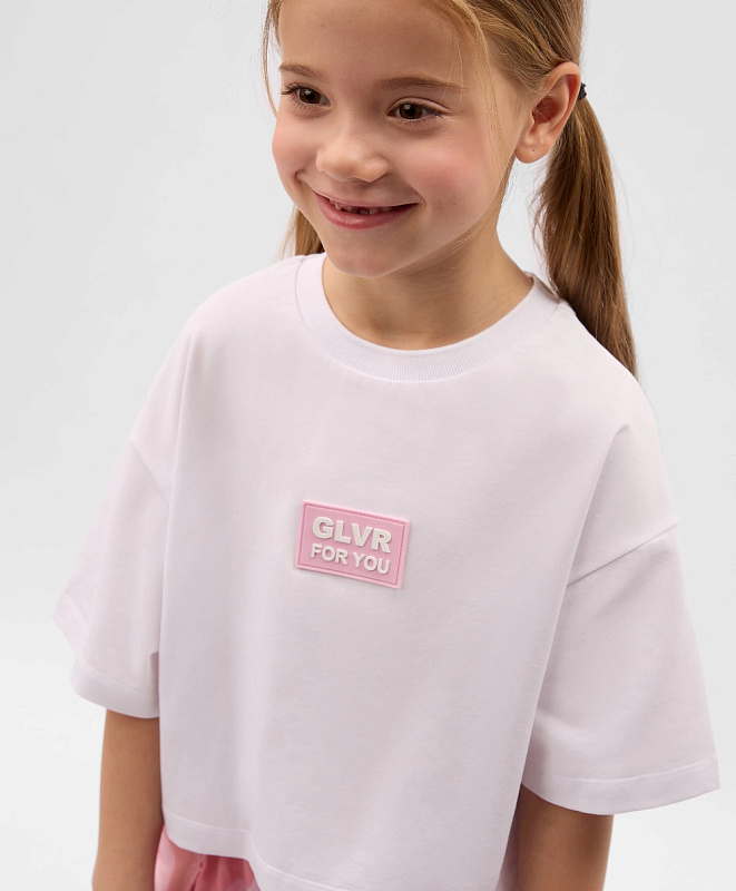 Футболка укороченная для девочки белая