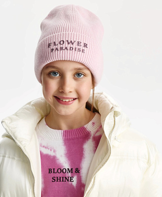 Шапка вязаная для девочки на подкладке из флиса