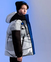 Куртка демисезонная из плащовки с принтом белая для мальчика