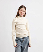 Водолазка с капюшоном для девочки вязаная