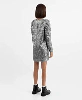 Платье с длинным рукавом и серебристыми пайетками для девочки