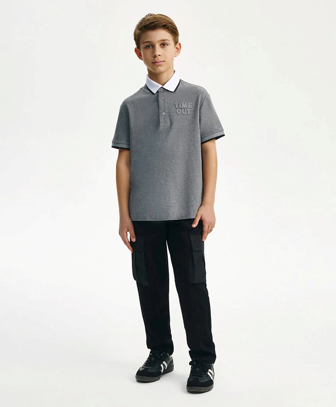 Поло с коротким рукавом для мальчика серое