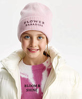 Шапка вязаная для девочки на подкладке из флиса