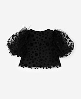 Блузка с объёмными короткими рукавами для девочки