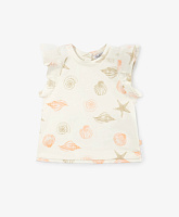 Футболка для девочки с рукавами-крылышками белая