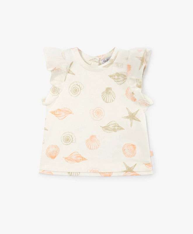 Футболка для девочки с рукавами-крылышками белая