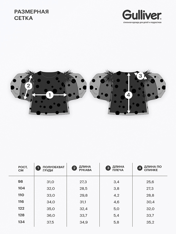 Блузка с объёмными короткими рукавами для девочки