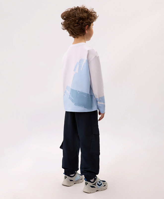 Лонгслив для мальчика с принтом белый