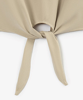 Футболка для девочки укороченная с завязками бежевая