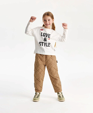 Брюки для девочки утепленные стеганые из плащовки