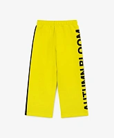 Брюки трикотажные прямой свободной формы с лампасами жёлтые для девочки