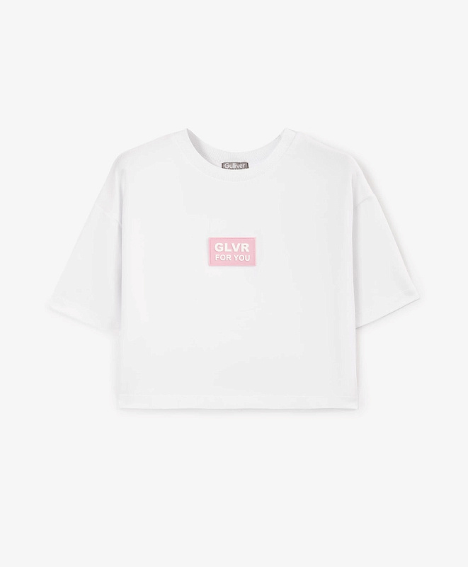 Футболка укороченная для девочки белая