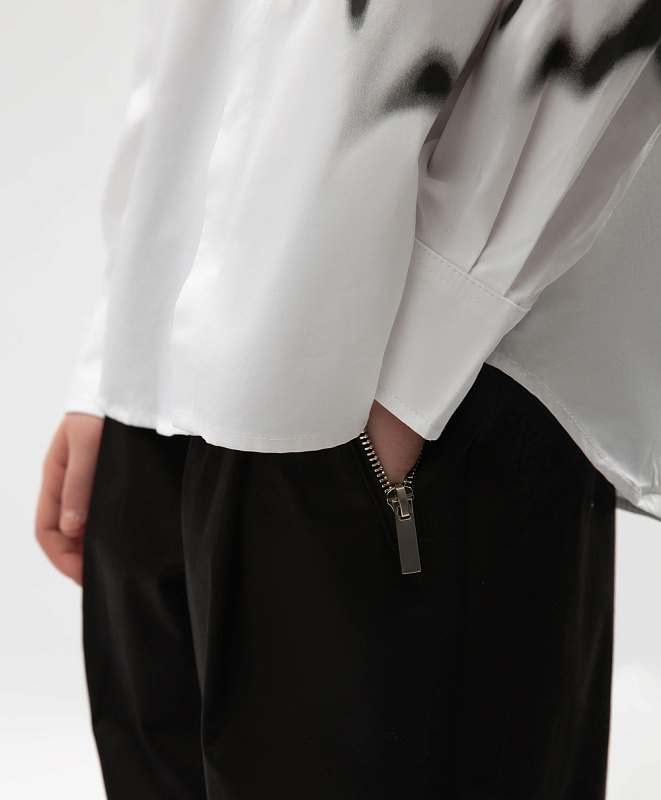 Брюки для мальчика зауженные к низу чёрные из твила