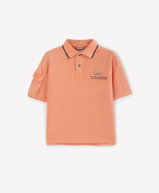 Поло для мальчика из пике с принтом