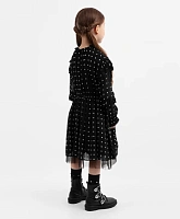 Платье с длинным рукавом в горох для девочки