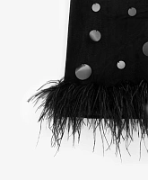 Платье из велюра с пайетками и перьями чёрное для девочки