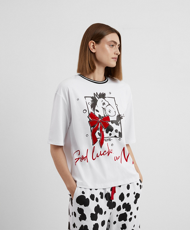 Пижама женская трикотажная с принтом