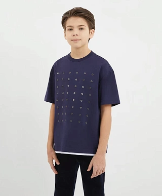 Футболка оверсайз с люверсами для мальчика