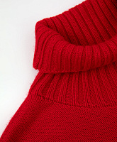 Платье с длинным рукавом вязаное красное для девочки