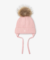 Шапка вязаная с помпоном для девочки