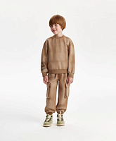 Брюки-джоггеры для мальчика из футера бежевые