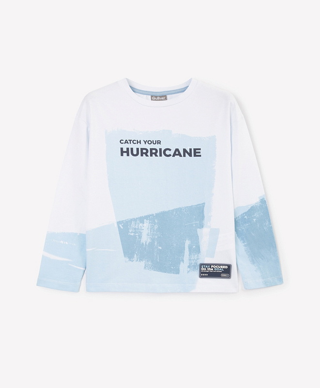 Лонгслив для мальчика с принтом белый