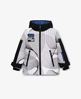 Куртка демисезонная из плащовки с принтом белая для мальчика