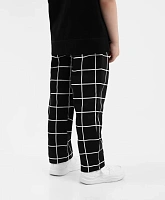 Брюки зауженные текстильные в клетку чёрные для мальчика