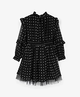 Платье с длинным рукавом в горох для девочки