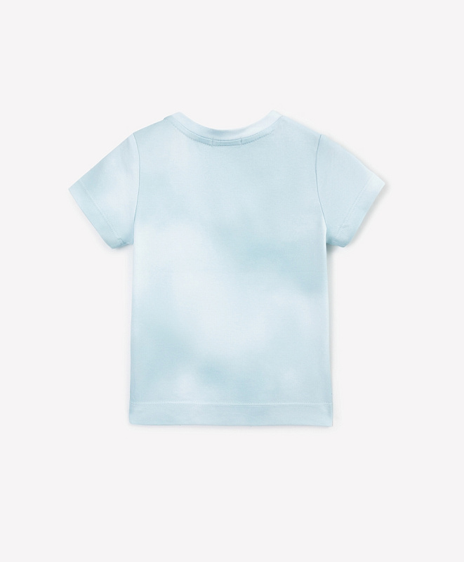 Футболка для мальчика с принтом из мерсеризированного трикотажа голубая