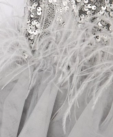 Платье комбинированное с коротким рукавом серое для девочки