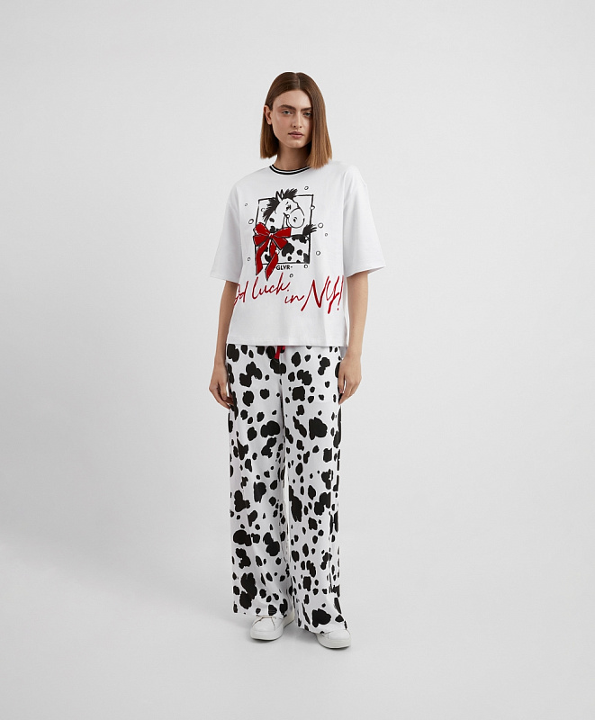 Пижама женская трикотажная с принтом