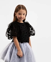 Блузка с объёмными короткими рукавами для девочки