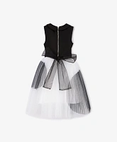 Платье без рукавов текстильное чёрно-белое для девочки
