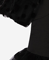 Платье комбинированное с объёмными короткими рукавами чёрное для девочки