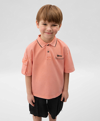 Поло для мальчика из пике с принтом