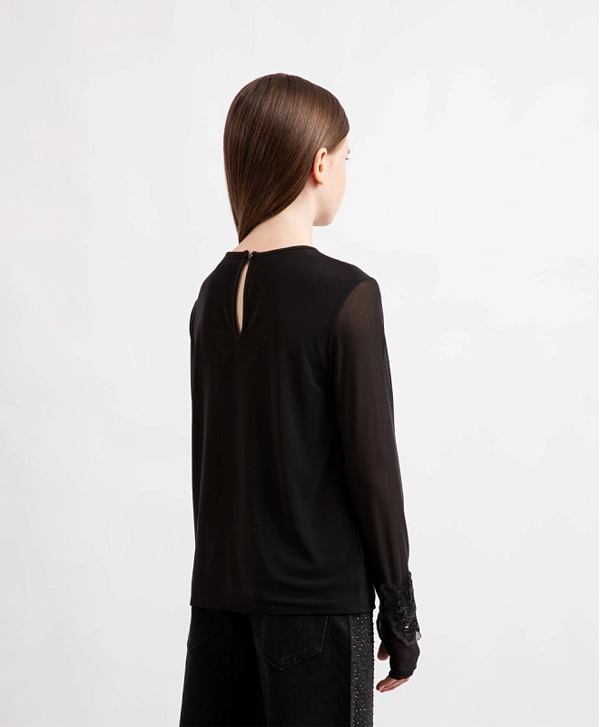 Блузка с длинным рукавом из сетки для девочки