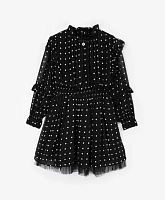 Платье с длинным рукавом в горох для девочки