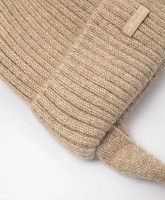 Шапка вязаная с помпоном бежевая