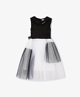 Платье без рукавов текстильное чёрно-белое для девочки